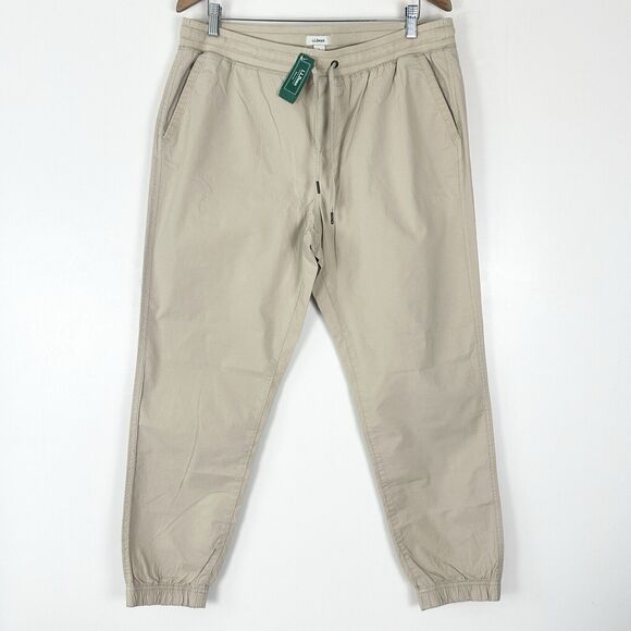 LL BEAN Women’s Unisex Ripstop Pull On Pants Jogger Slim Leg in Sandbar Sz M/T - Picture 1 of 11
